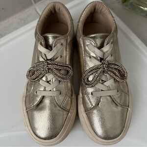 BCBGirls Gold Sneakers with Beaded Laces Size 1 Girls